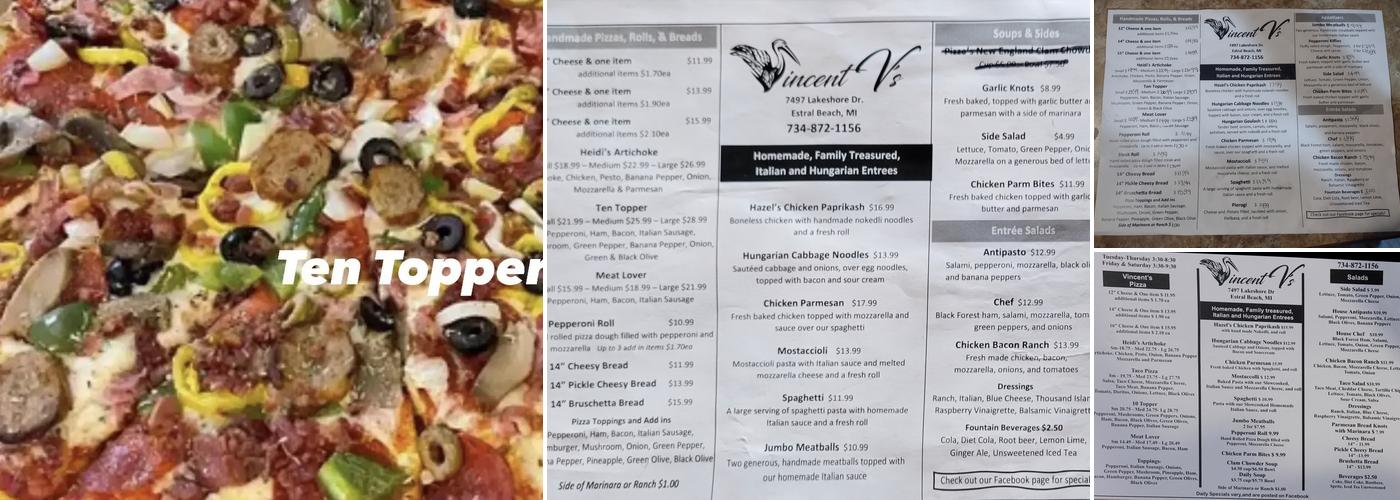 Vincent V's Menu