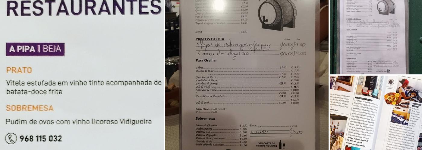 Taberna A Pipa Menu