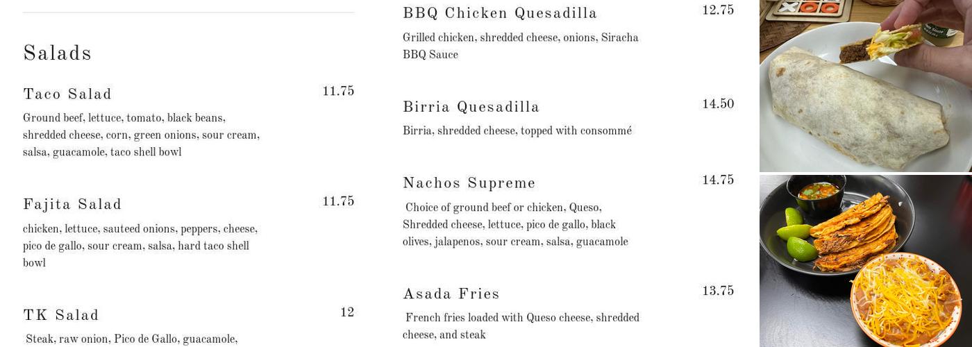 Taco Kings Menu