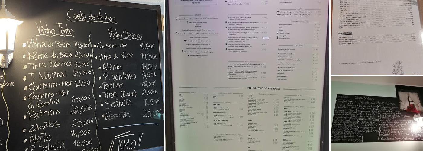 Pátio dos Petiscos Menu