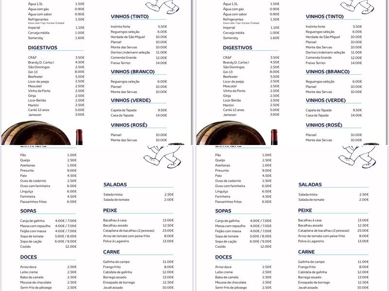 Restaurante o Cameirao Menu