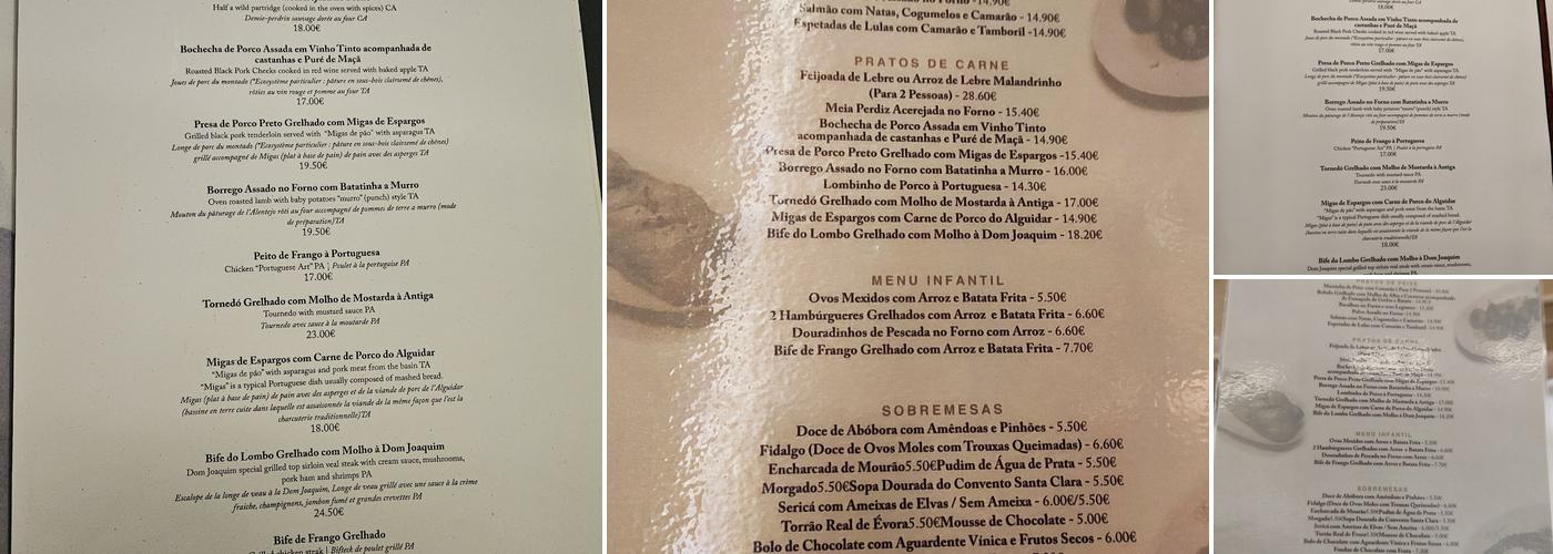 Dom Joaquim מסעדה (Dom Joaquim) Menu