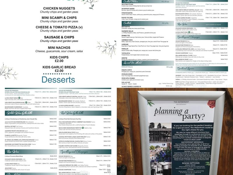 The Waterfront Menu