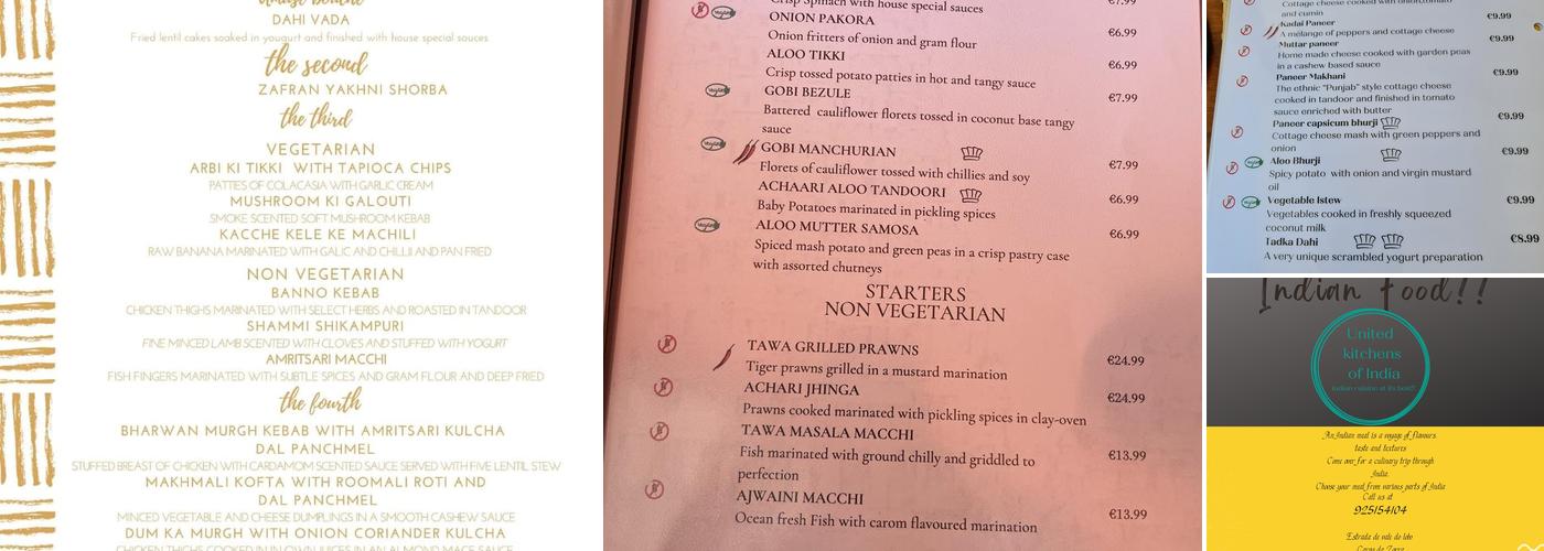 United kitchens of India Menu