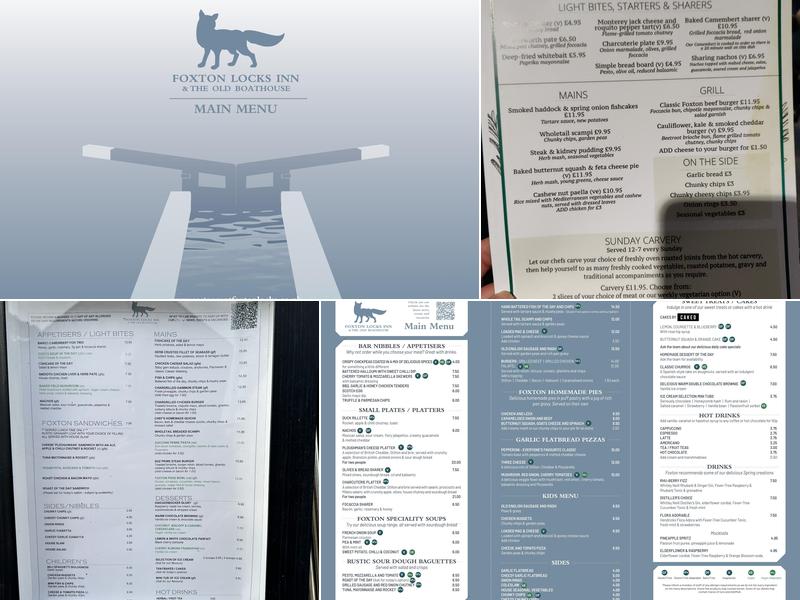 Foxton Locks Inn Menu