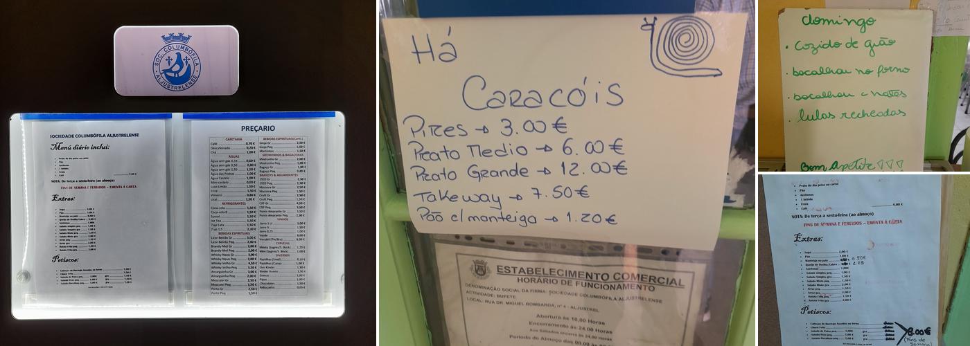 Associação Columbófila Aljustrelense Menu