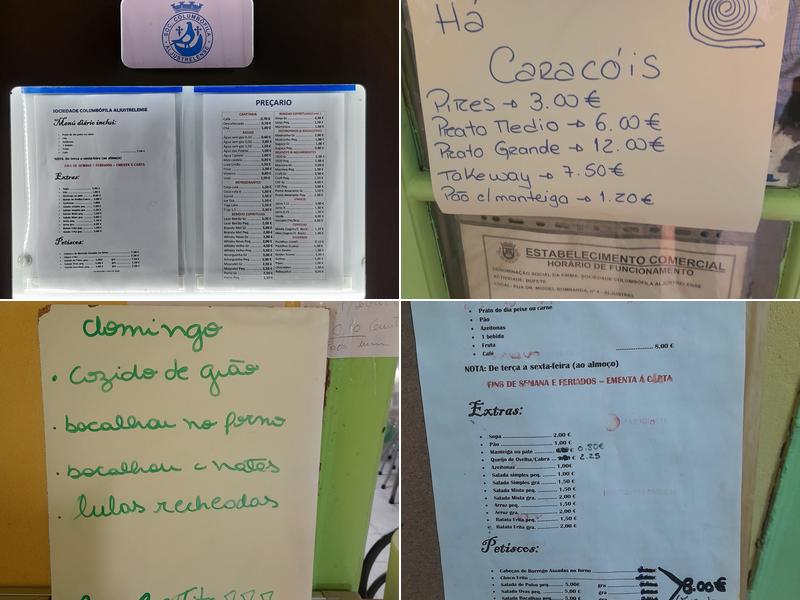 Associação Columbófila Aljustrelense Menu