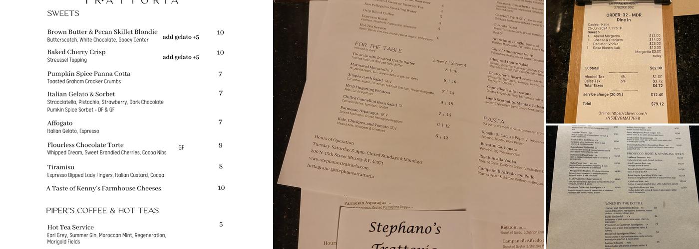 Stephano's Trattoria Menu