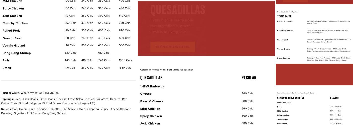 barBURRITO Menu