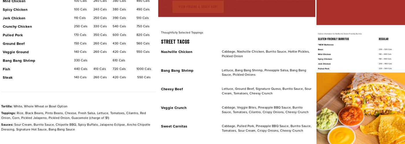 barBURRITO Menu