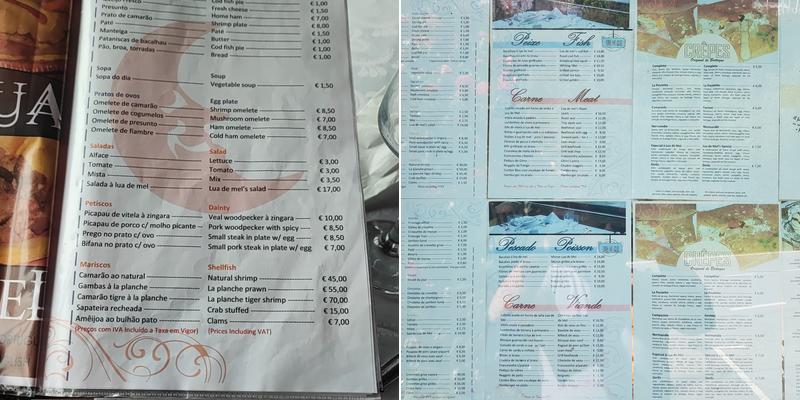 Restaurante Lua de Mel Menu