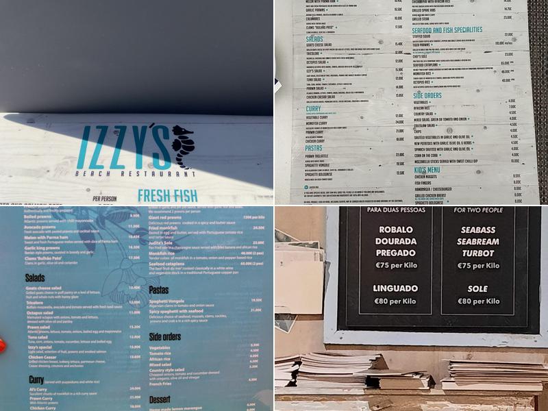 Izzy's Beach Restaurant Menu
