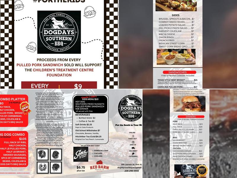 Dog Days Barbeque Menu