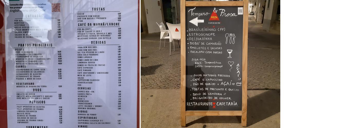 Tempero & Prosa Menu