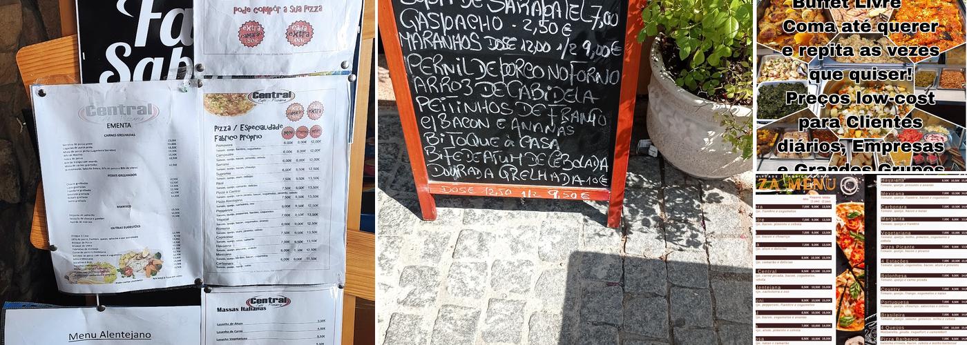 Central Café Pizzaria Menu