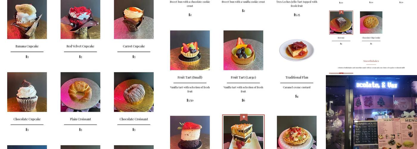 K&J Sweets and Bakery Menu