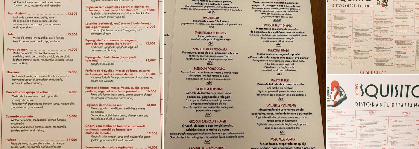 Squisito Menu