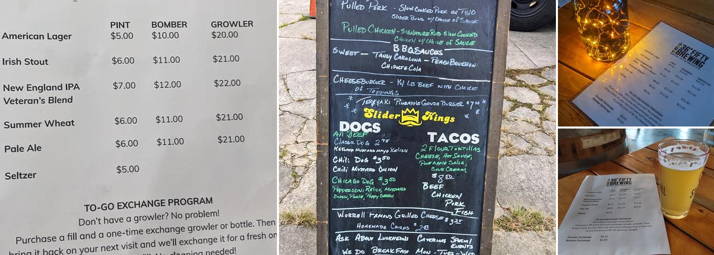 36° Fifty Brewing Menu