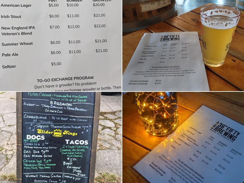 36° Fifty Brewing Menu
