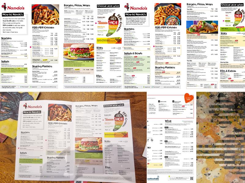 Nando's Leicester - Highcross Menu