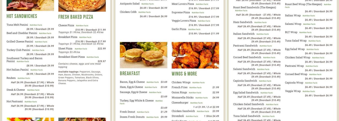 Byrne Dairy & Deli Menu