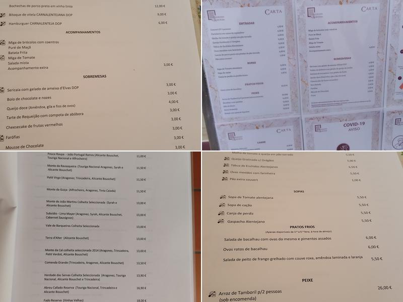 Segredo d'Alecrim Menu