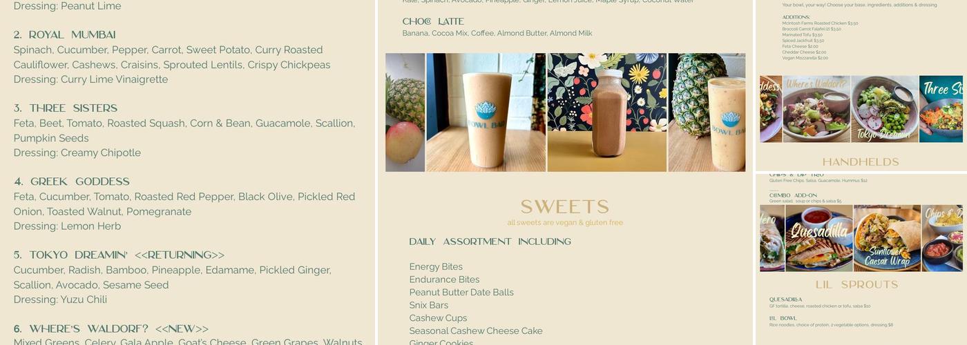 Bowl Bar Stratford Menu