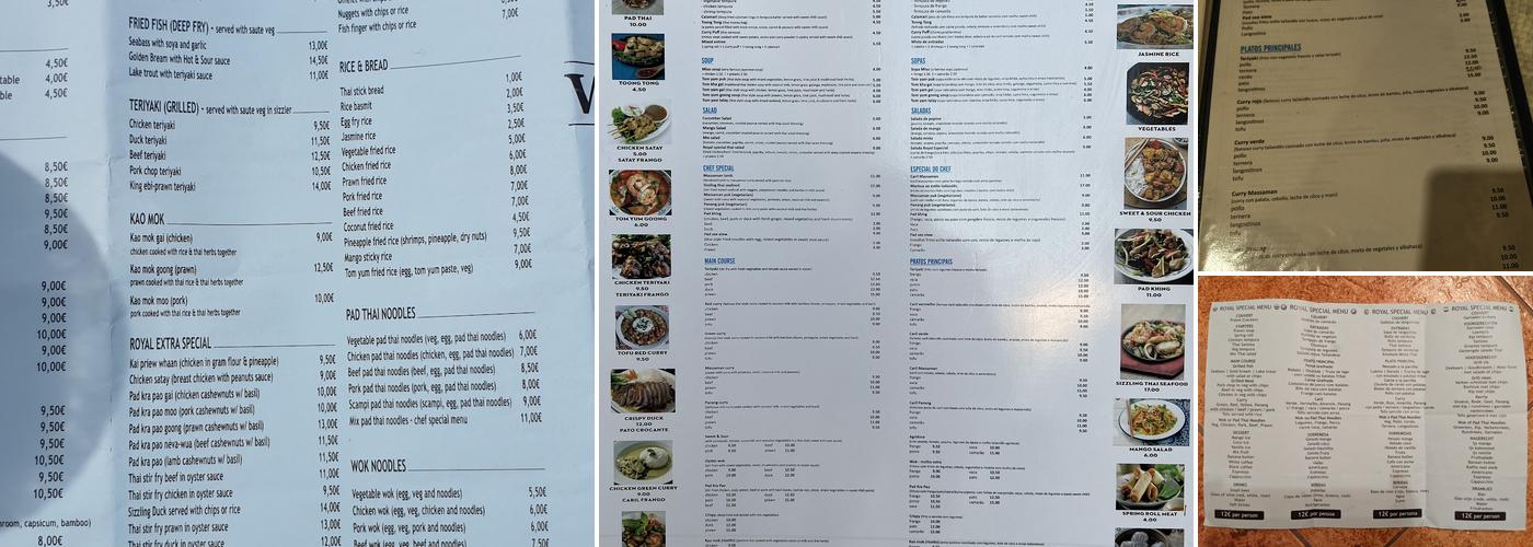 Royal Thai Restaurant Menu