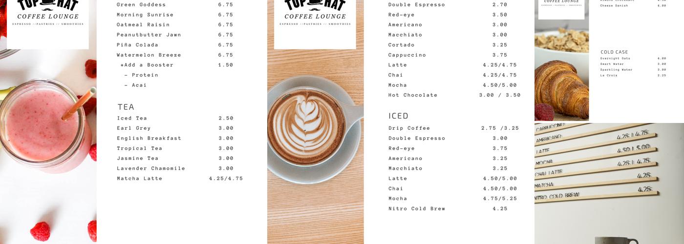 Top Hat Coffee Lounge Menu