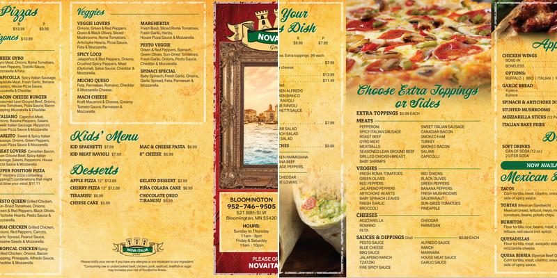 Nova Italia Gourmet Menu