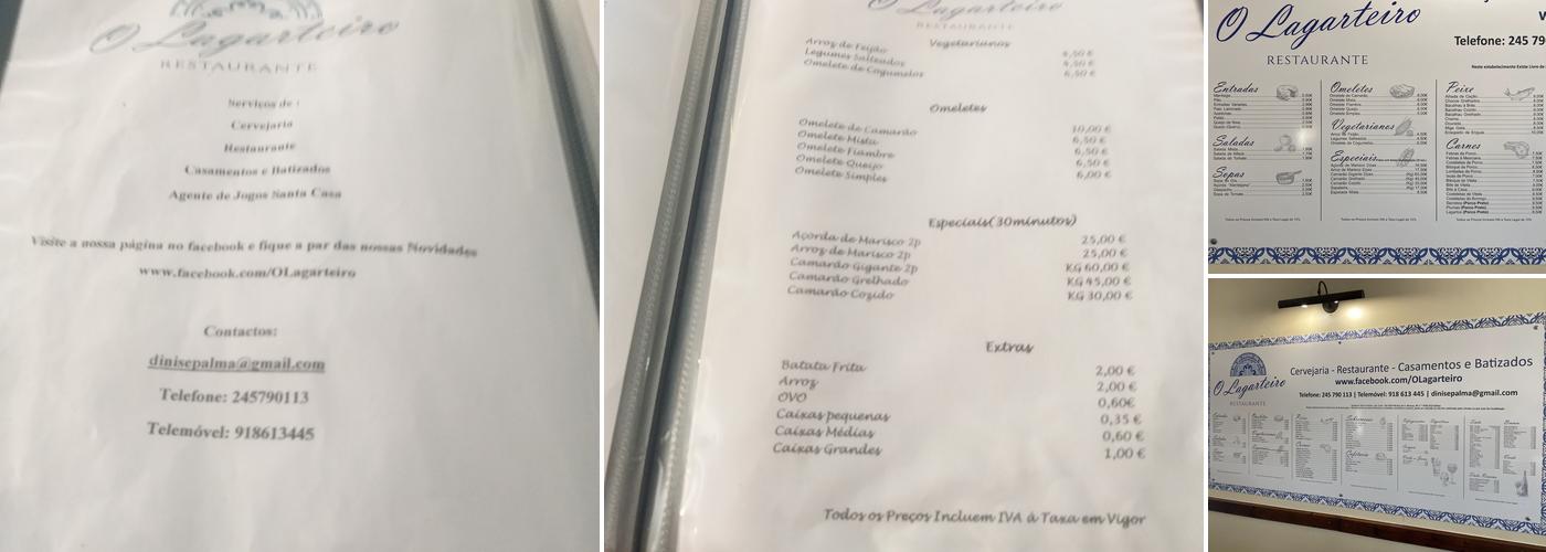 O Lagarteiro Menu