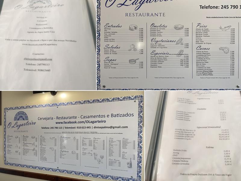 O Lagarteiro Menu