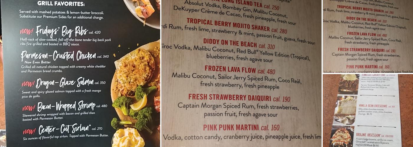 TGI Fridays Menu
