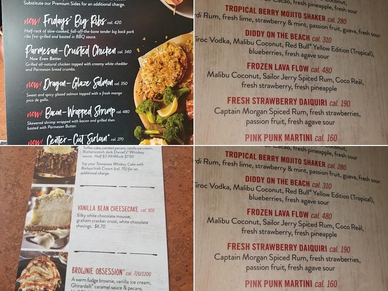 TGI Fridays Menu
