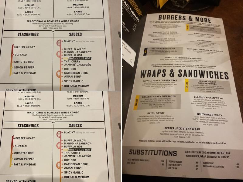 Buffalo Wild Wings Menu