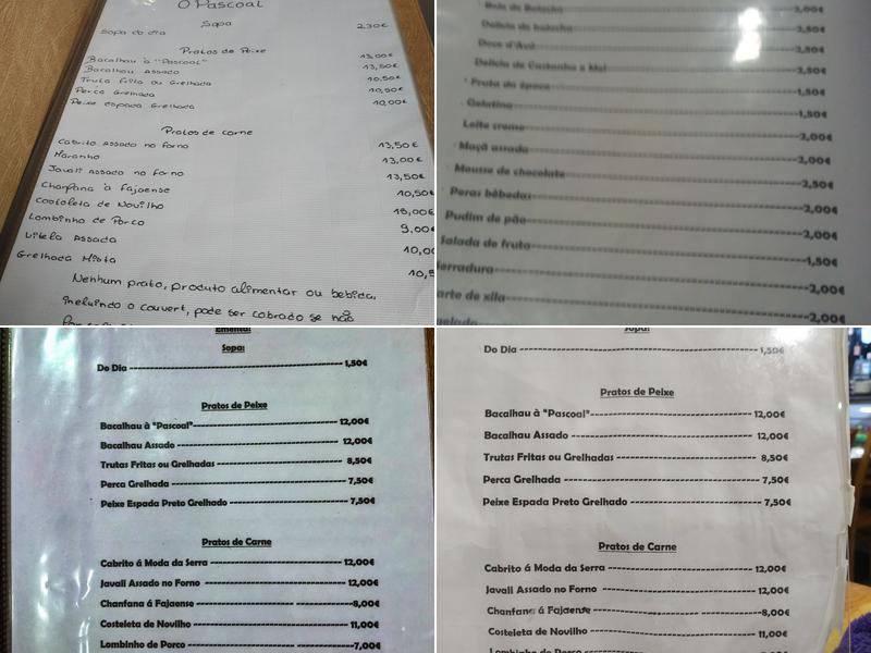 O Pascoal Menu