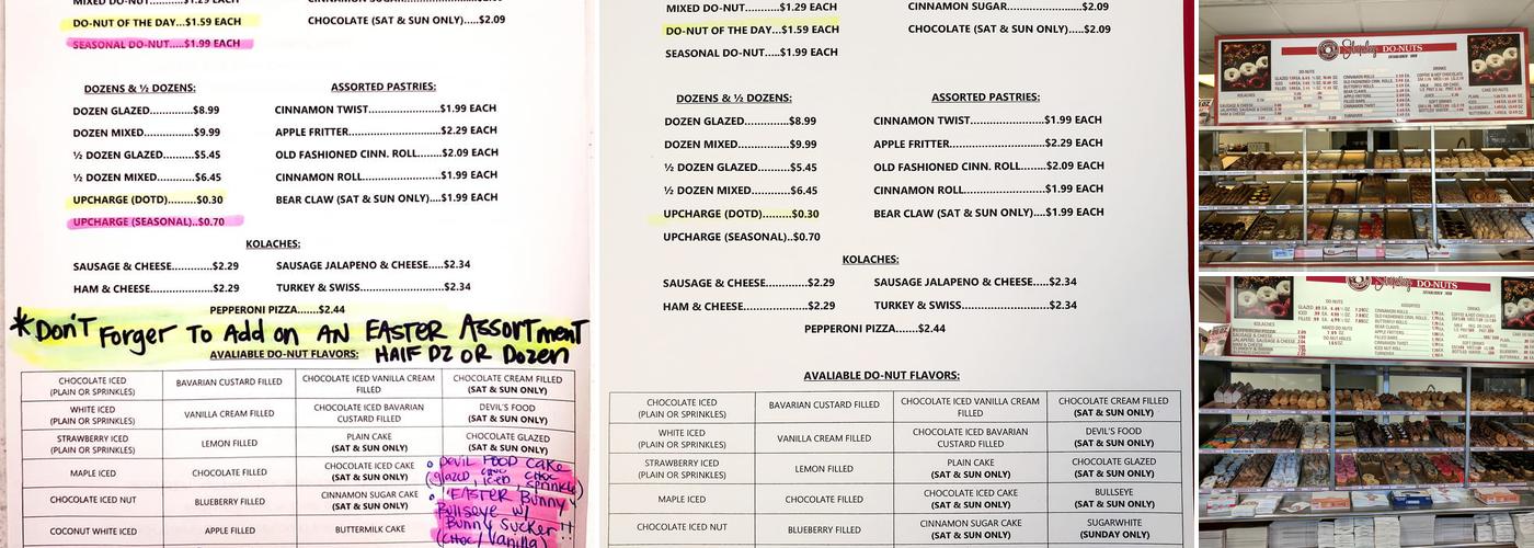 Shipley Do-Nuts Menu