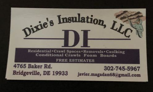 Dixie's Insulation, LLC. 4765 Baker Rd, Bridgeville Delaware 19933
