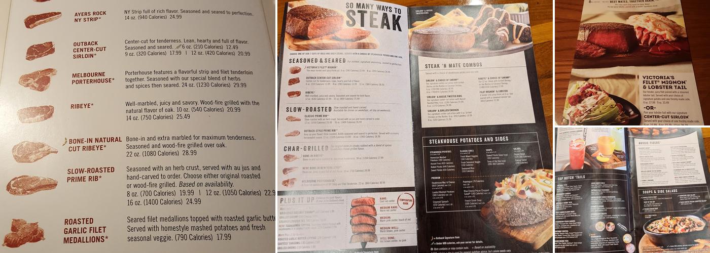 Outback Steakhouse Menu