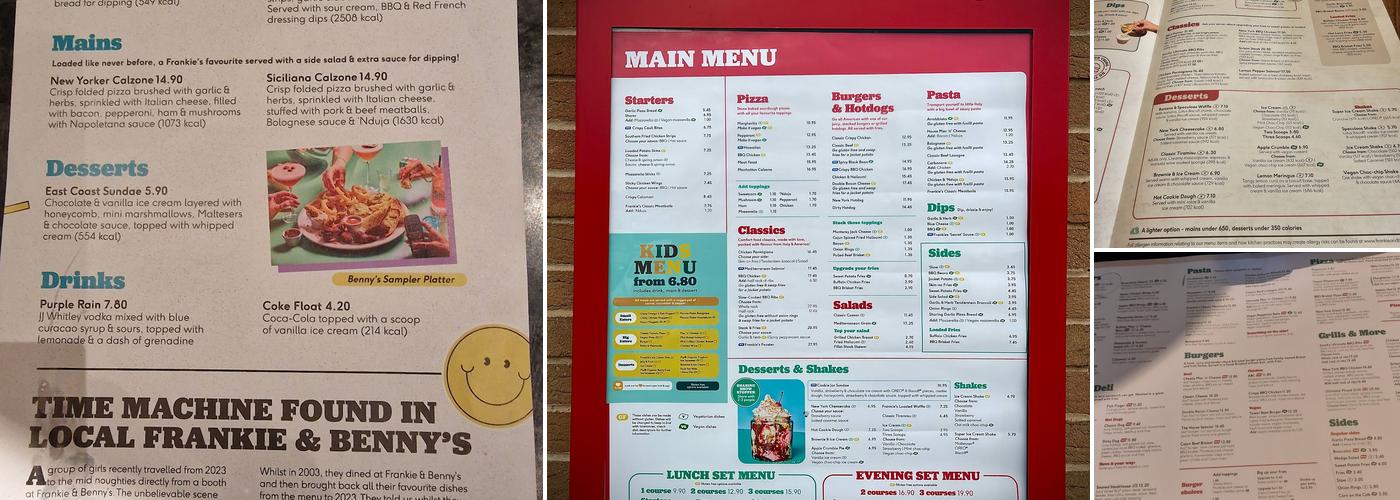 Frankie & Benny's Menu