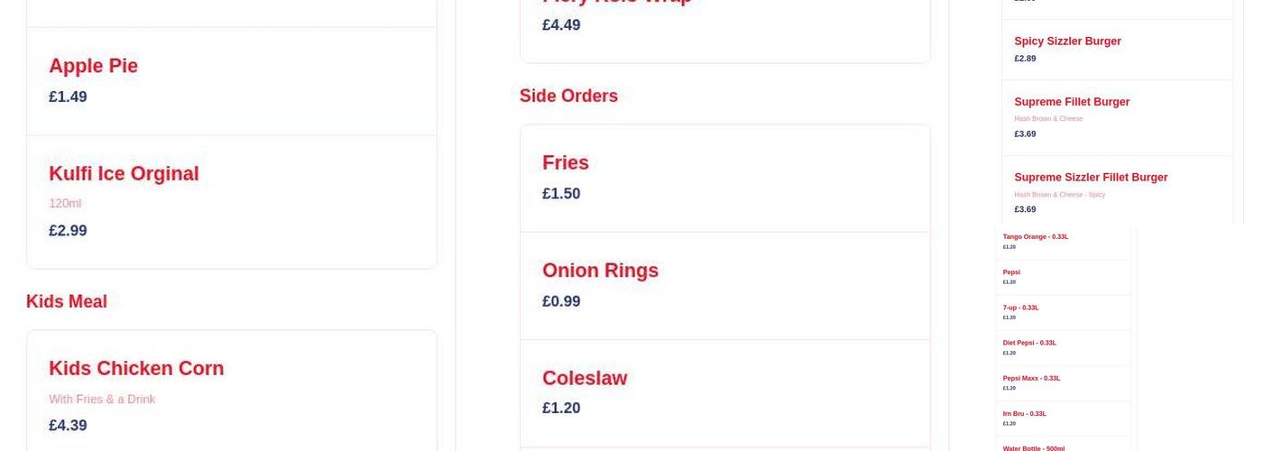 Dixy Fried Chicken Menu