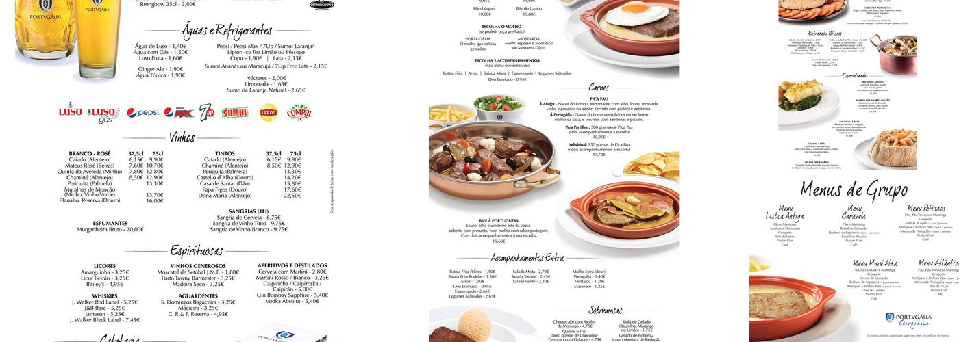 Balcão Portugalia Menu