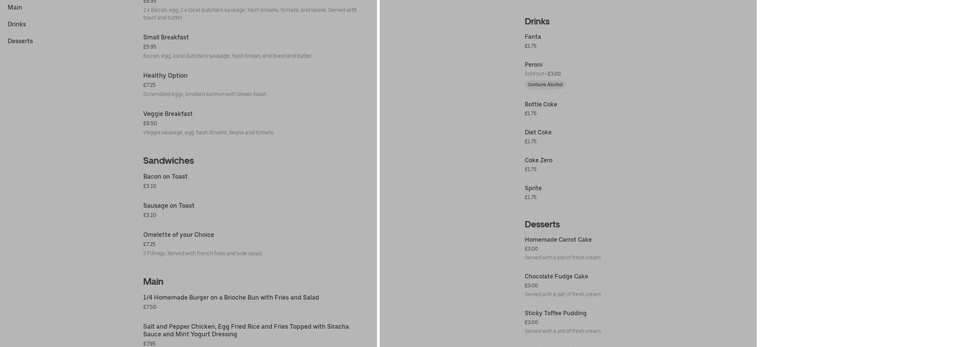 Brooke's Bistro (GWF Catering Ltd) Menu