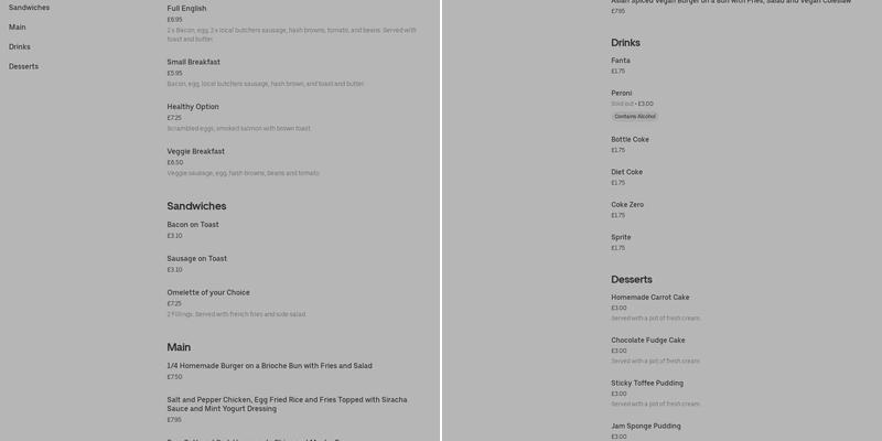 Brooke's Bistro (GWF Catering Ltd) Menu