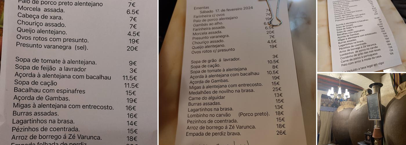 Adega do Zé Varunca Menu