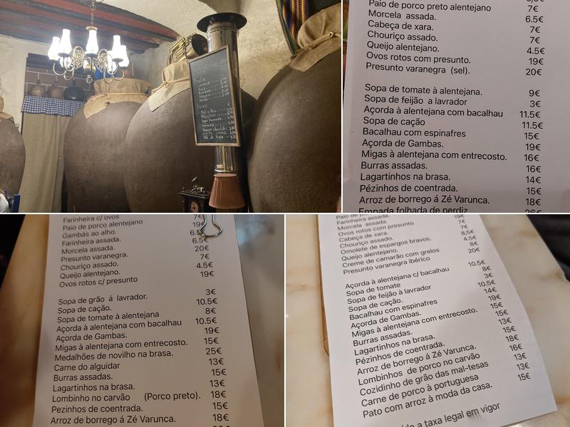 Adega do Zé Varunca Menu