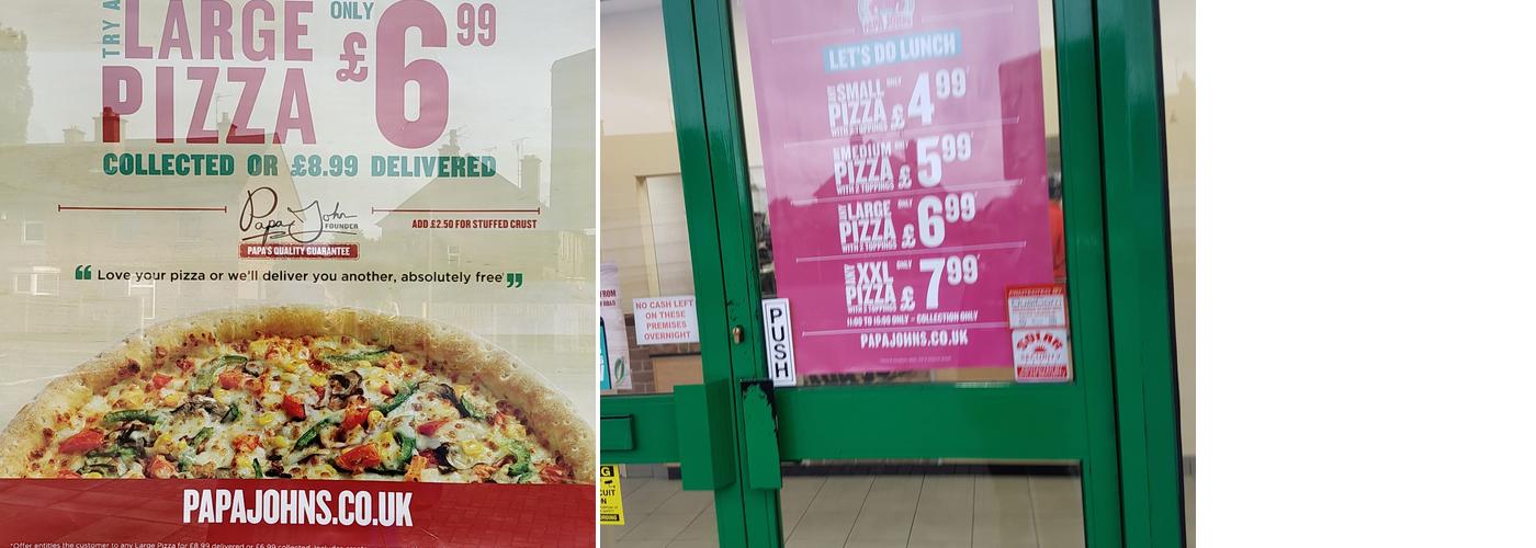 Papa Johns Pizza Menu