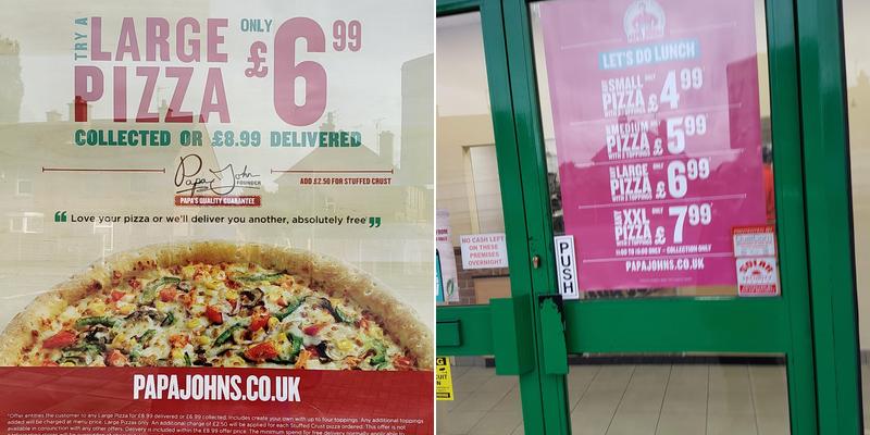 Papa Johns Pizza Menu