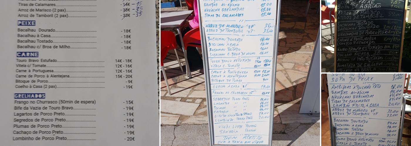 Restaurante Ponto Final Rossio Menu