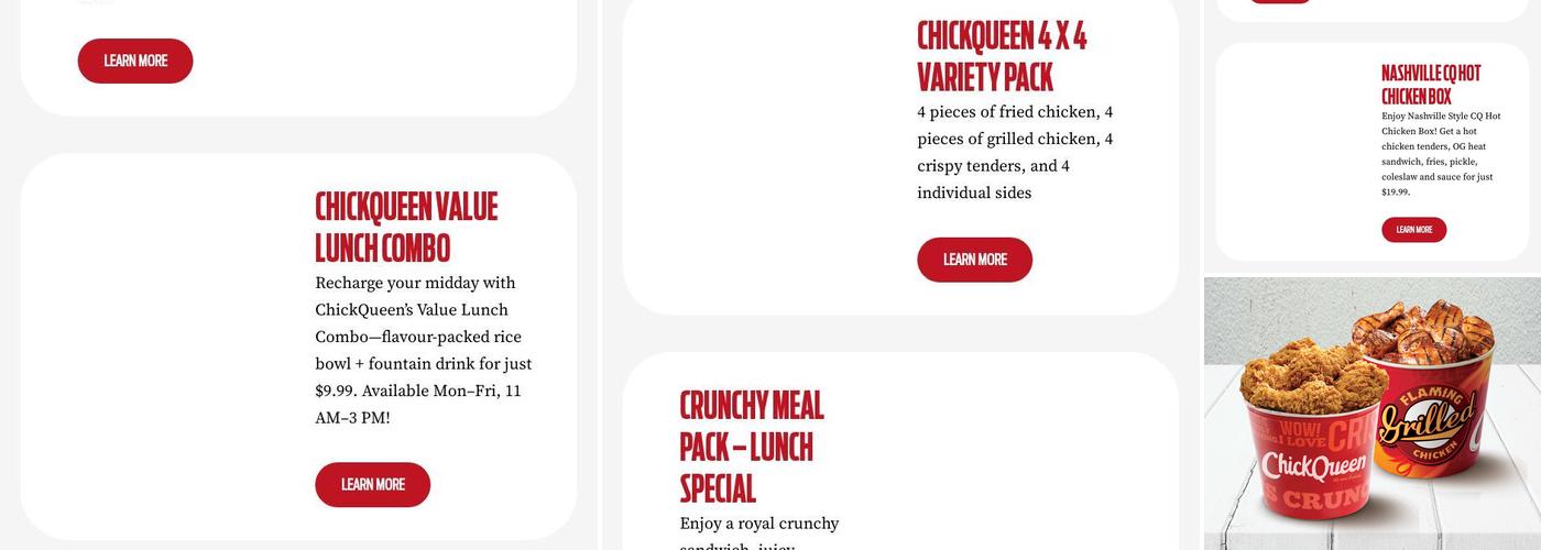 ChickQueen Menu